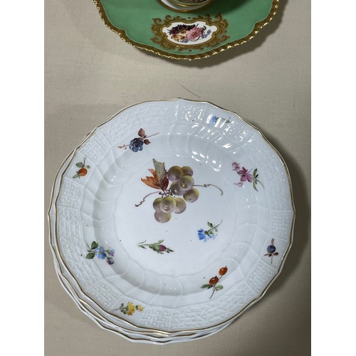 1106 - Worcester Flight Barr and Barr painted and gilded porcelain cabinet cup and saucer, and 6 Meissen po... 