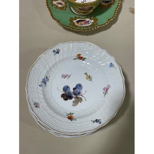 1106 - Worcester Flight Barr and Barr painted and gilded porcelain cabinet cup and saucer, and 6 Meissen po... 