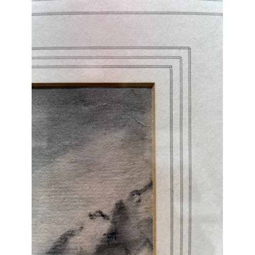 1639 - Dr Thomas Monro, charcoal on paper, bridge over a river, 16cm x 21cm, framed