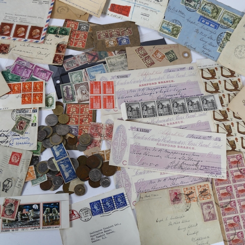 102 - Various postage stamps and world coins