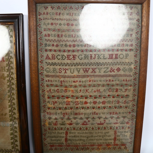 110 - 5 various Victorian samplers, 2 glazed and framed