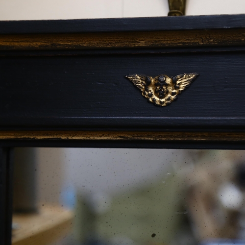 120 - An ebonised and gilded Regency style wall mirror, width 35cm