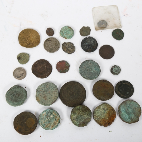 153 - A collection of metalware and Ancient coins and tokens, including Roman etc