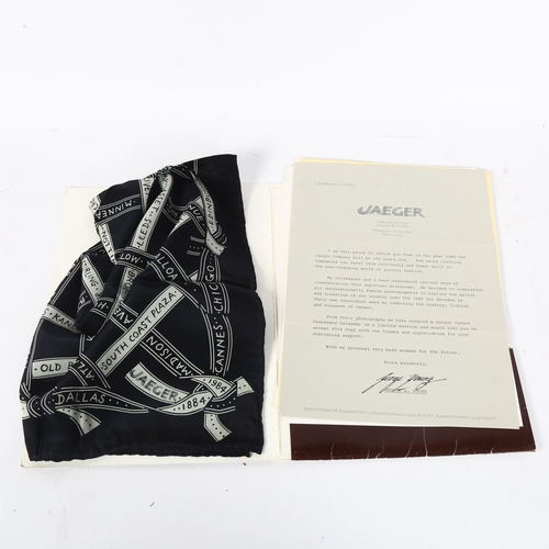 164 - JAEGER - a 1984 commemorative silk scarf, with letters and documents