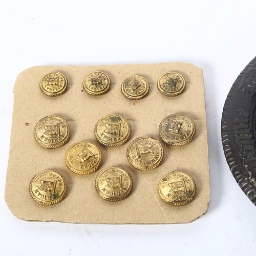 181 - 12 African Royal Mail buttons, and a French brass dish for Campagnie Internationale Des Wagons-Lits,... 