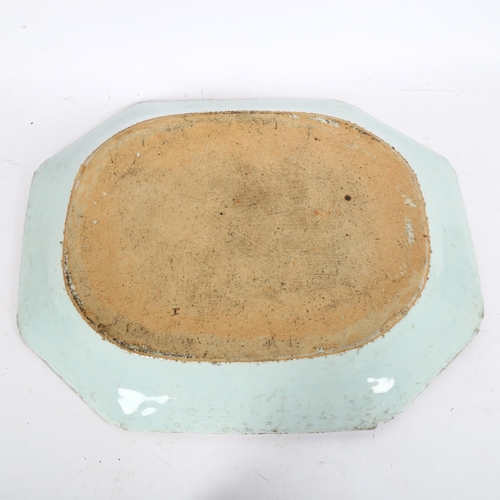 224 - A 19th century Chinese blue and white meat platter, width 43cm