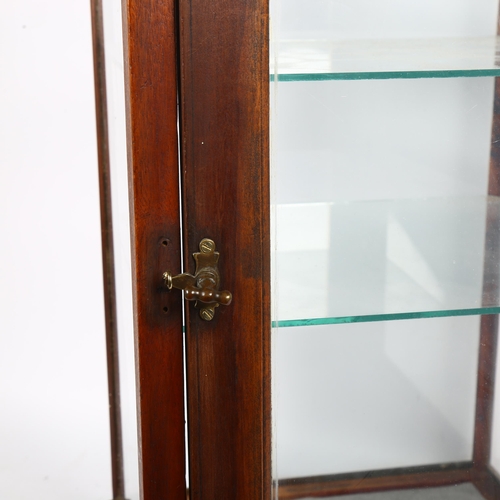 246 - A 20th century teak table-top shop display cabinet, with 2 glazed shelves, width 36cm, height 61cm