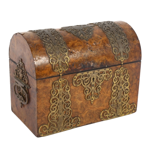 38 - Cormack Brothers Baker Street Ludgate Hill London, a Victorian burr-walnut dome-top stationery box, ... 