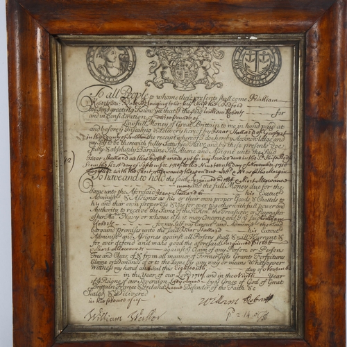 50 - Queen Anne, a handwritten Naval document, relating to a payment of £5, signed William Roberts and da... 