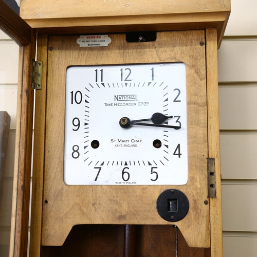 65 - NATIONAL TIME RECORDER COMPANY LTD - an early 20th century clocking-in clock, height 100cm