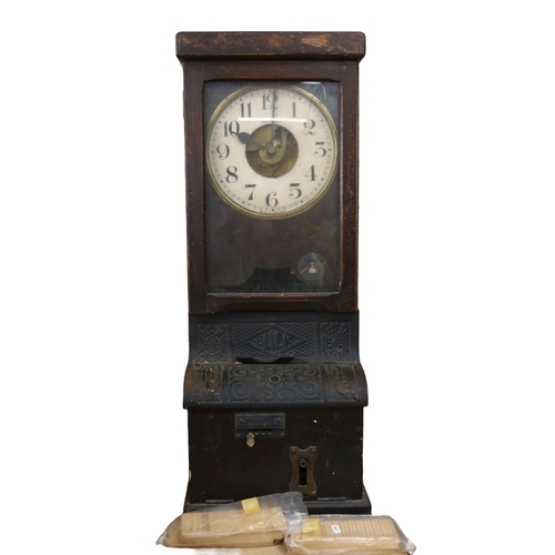 67 - BLICK - an early 20th century clocking-in clock, with 2 packs of original cards, height 85cm