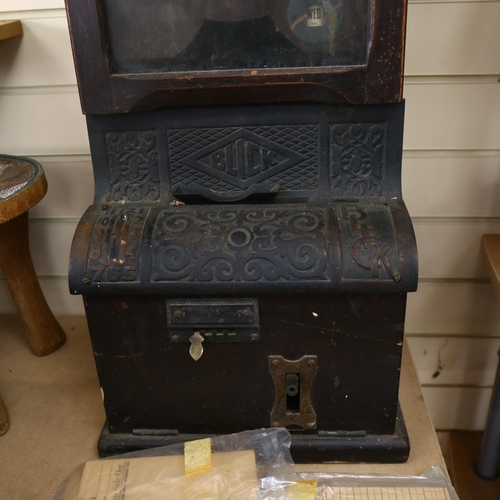 67 - BLICK - an early 20th century clocking-in clock, with 2 packs of original cards, height 85cm