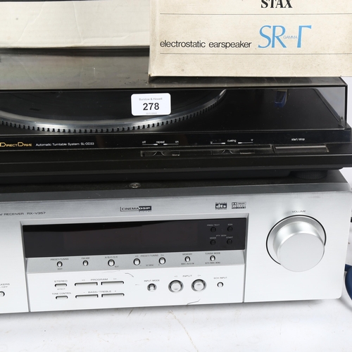 278 - A Technics Direct Drive Automatic turntable system, SL-DD33, a Yamaha Natural Sound AV receiver, RX-... 