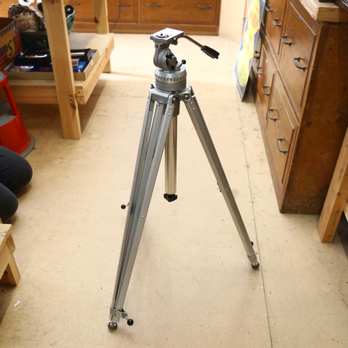 290 - Bolex aluminium camera tripod with rotating head and quick release, height not extended 95cm