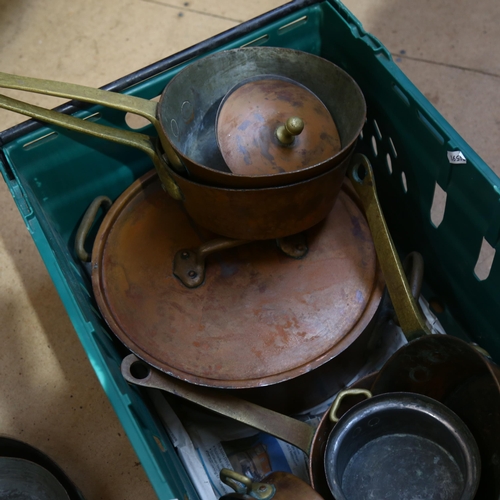 294 - A quantity of Antique copper pans and cooking pots, including 4 saucepans, 3 casserole pots etc, lar... 