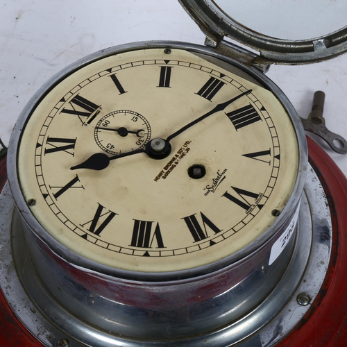 298 - HENRY BROWNE & SON LTD - a 1920s chrome-cased ship's bulkhead clock, 