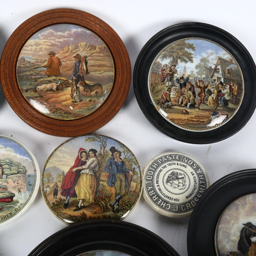 346 - A quantity of Pratt Ware pot lids, including various Belview, Pegwel Bay, a war scene with a horse a... 