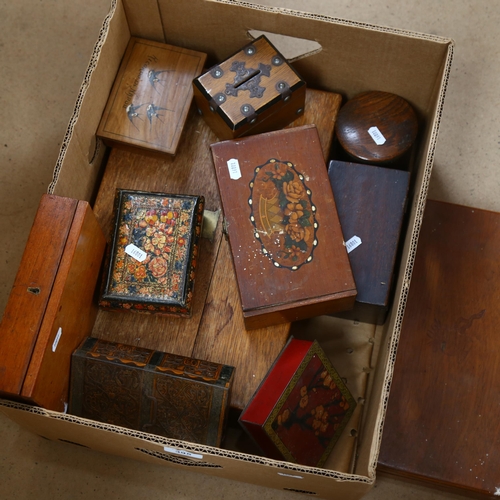 395 - A quantity of Vintage wooden boxes and tins