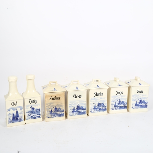 420 - A set of 13 Vintage Villeroy & Boch Delft style storage jars and bottles