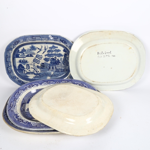 431 - 6 x 19th century blue and white meat plates