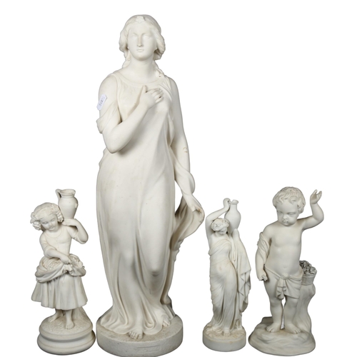 449 - A group of 4 Parian Ware figures, tallest 54cm