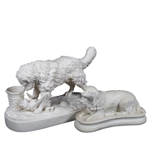 453 - A Parian Ware dog group 