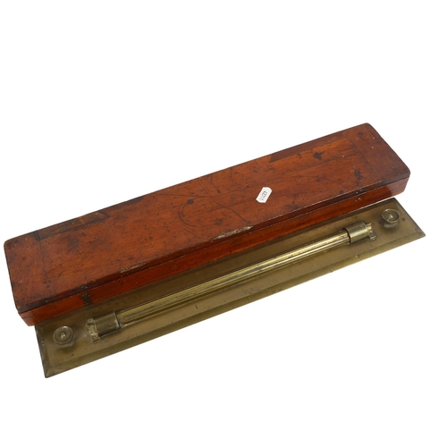 457 - NAVAL INTEREST - a mahogany-cased 19th century brass charting rule, by Cary of London, length 49cm o... 