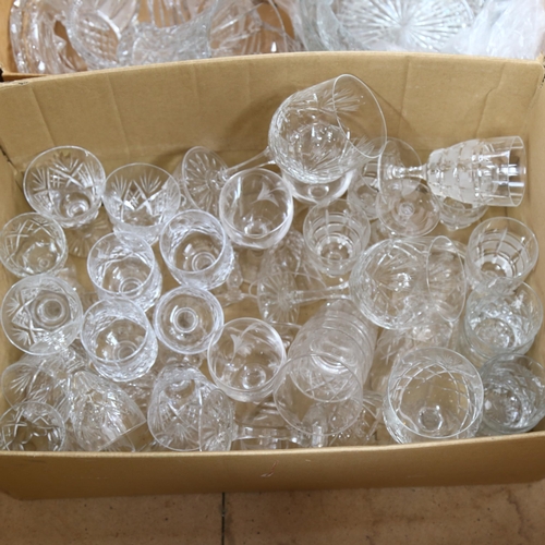 487 - 2 boxes of glassware, including vases, Stuart Crystal goblets etc