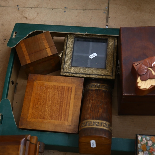 529 - A collection of decorative wooden boxes, including 1 with Greek Key bands, length 25cm