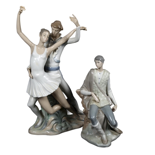 541 - NAO group of ballet dancers, height 39cm, and a Lladro boy with crook