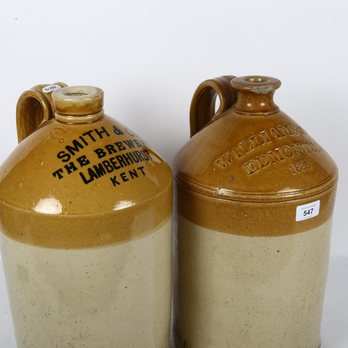 547 - A large Doulton stoneware flagon stamped Williams & Son Edmonton 1888, 40cm, and a Lamberhurst Brewe... 