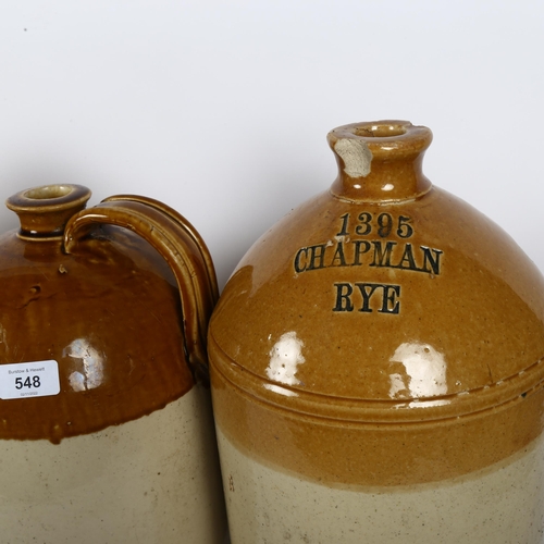 548 - Fulham Pottery flagon, impressed 1395 Chapman Rye, 41cm, and 2 other flagons