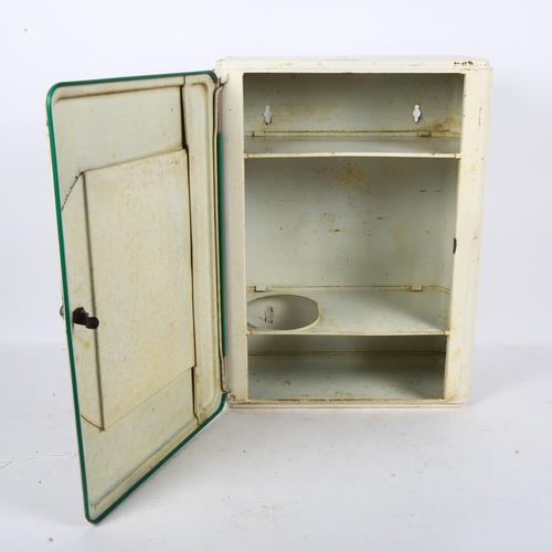 552 - A Vintage painted metal bathroom cabinet with mirrored door, height 46cm