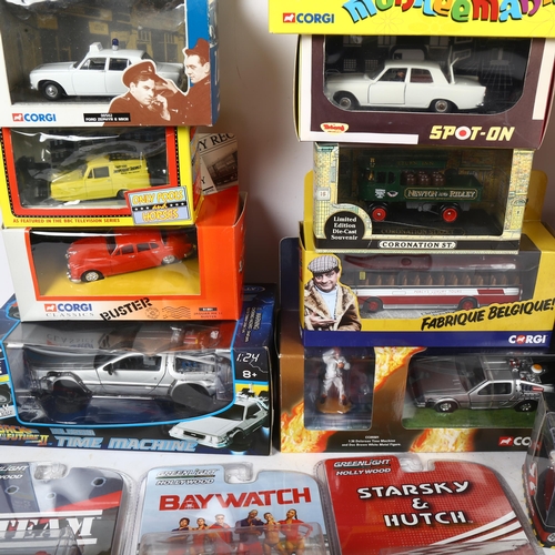 618 - A quantity of Welly Greenlight Collectables, Corgi etc diecast vehicles, all boxed and TV or film re... 