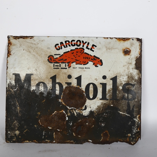 10 - A gargoyle, Mobiloils And Greases flanged double-sided enamel sign, by The Vacuum Oil Company Ltd, 5... 