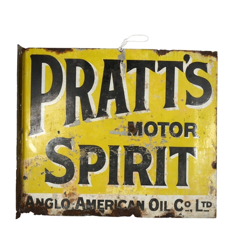 12 - A Pratt's Motor Spirit, Anglo-American Oil Company Ltd flanged double-sided enamel sign, 53 x 46cm