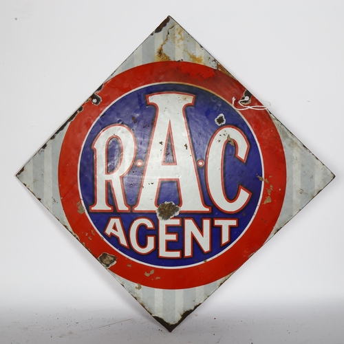 14 - An RAC Agent lozenge-shaped double-sided enamel sign, 71 x 71cm