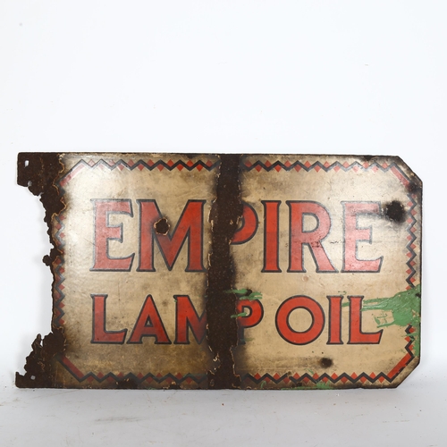 21 - An Empire Lamp Oil double-sided enamel sign, 60cm x 38cm