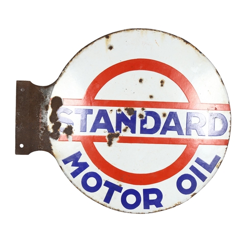 22 - A Standard Motor Oil, flanged circular double-sided enamel sign, diameter 50cm