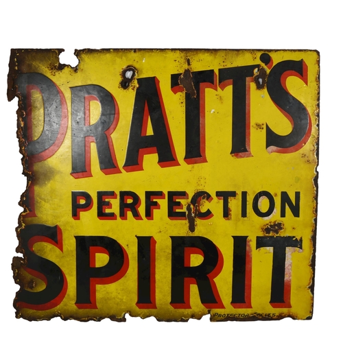 8 - A Pratt's Perfection Spirit double-sided enamel sign by Eccles, 51 x 46cm