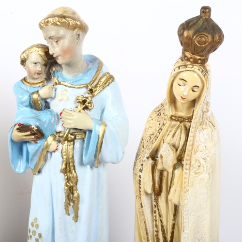 647 - A group of painted plaster religious figures of Saints and Madonnas. largest 45cm (4)