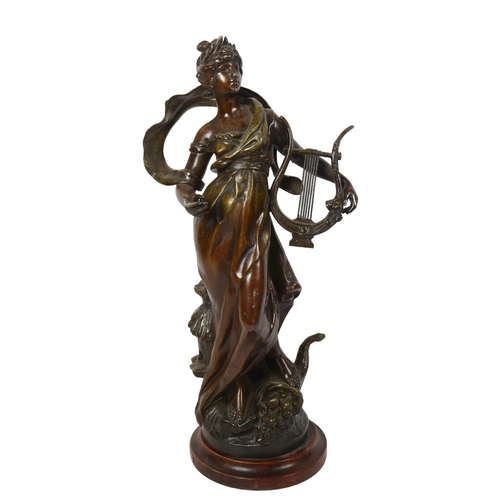 655 - After Louis Moreau, an Art Nouveau patinated spelter sculpture, 