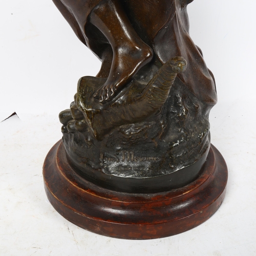 655 - After Louis Moreau, an Art Nouveau patinated spelter sculpture, 