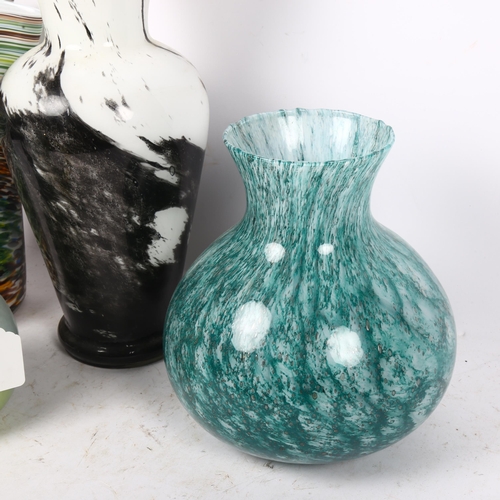 659 - A multi-coloured glass handkerchief vase, and 3 other decorative Art glass vases