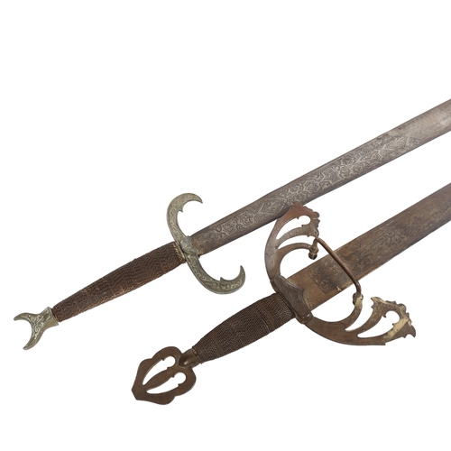 691 - A pair of replica swords, longest 102cm