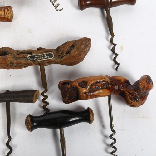 743 - Treen travelling corkscrew, and other Vintage corkscrews