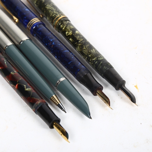 756 - A Parker 51 fountain pen and ballpoint set, and 3 other Vintage fountain pens