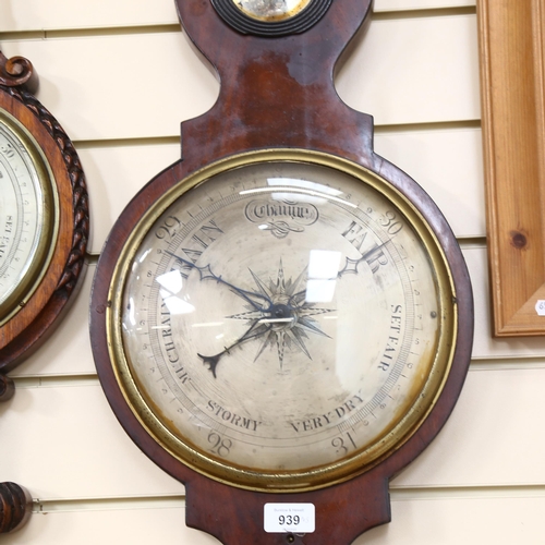 776 - A Regency mahogany banjo barometer, length 95cm