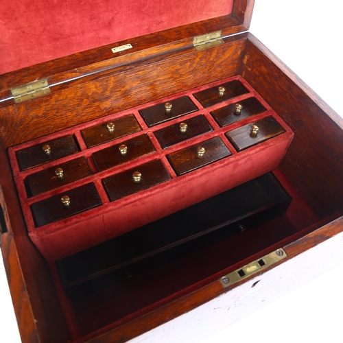 812 - An Antique oak Army and Navy box, with drawer-fitted interior, length 45cm