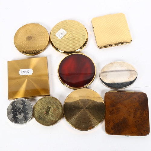 820 - 10 various vintage compacts, including Stratton, Coty, Le Bage etc